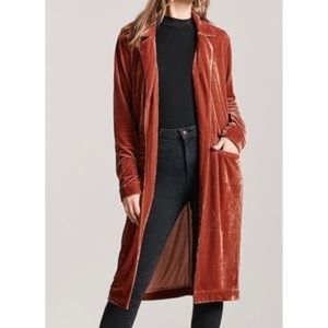 F21 Velvet Open Cardigan